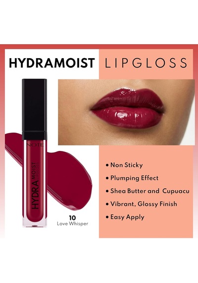 Cosmetics Hydramoist Lipgloss 10 Love Whisper Nemlendirici Dudak Parlatıcısı, Bordo Diğer 05514504