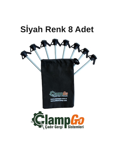 Clampgo Sert Zemin Çadır-tente-tarp Kazığı 8 Mm Kalınlığında 21 Cm Uzunluğunda Siyah