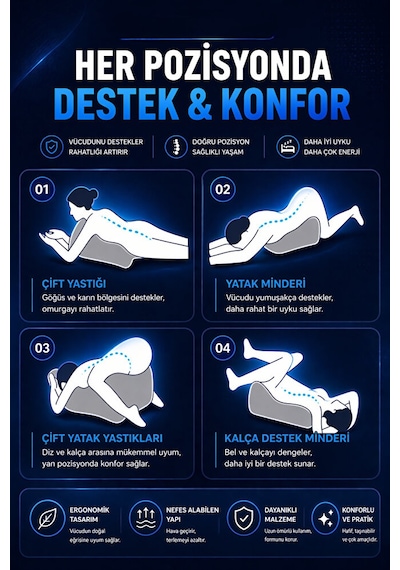 Ortopedik Ayak Ve Kalça Destek Yastığı Rahatlama, Dolaşım Ve Uyku Konforu İçin Gri
