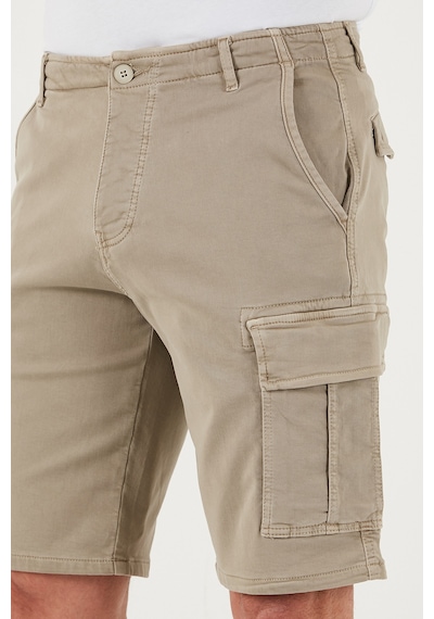 Buratti Streç Pamuklu Regular Fit Normal Bel Kargo Cepli Erkek Şort 4510S79Milan Bej