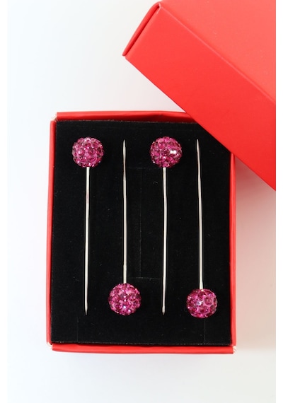 Numetal 4 Lü Fuşya Taşlı Eşarp İğnesi. Şal İğnesi. Türban İğnesi. Başörtü İğnesi. Eşarp Ve Şal İğnesi. Fuşya