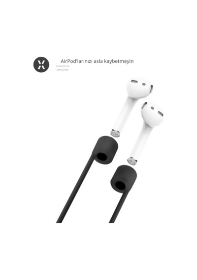 Apple Airpods Ve Airpods Pro İçin Silikon Boyun Askısı, Kaybolma Önleyici Sporcu Kulaklık İpi Siyah