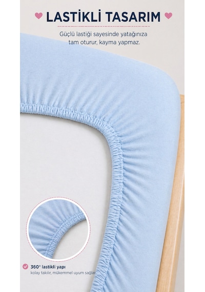 Pamuklu Penye 70x140 Lastikli Bebek Çarşafı Lastikli Beşik Çarşafı Bebek Çarşafı Bebe Mavisi