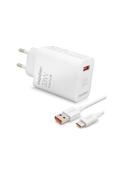 Type-c Hızlı Şarj Seti 33w Usb Adaptörlü 1 M Pvc Kablolu Beyaz Nd1006 Evimdeyokyok