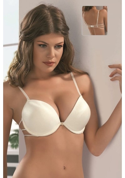 Le Jardin Valeria Biyeli Taşlı Mikro Push-up Arkası İp Detaylı Sü Beyaz