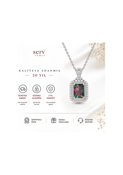 Servi 925 Ayar Gümüş Mystic Royal Baget Taşlı Kolye-509