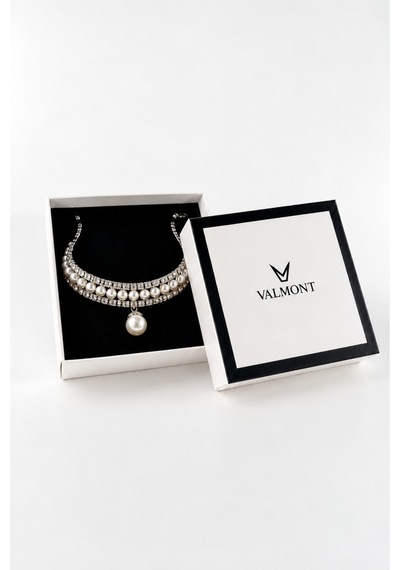 İnci Ve Zirkon Taşlı Choker Kolye Gümüş Renk Zarif Kadın Gerdanlık Gümüş - 900251357 Gümüş