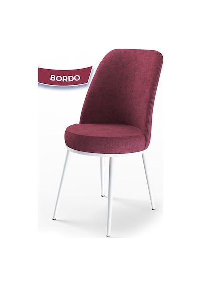 Canisa Concept Dexa Serisi, Üst Kalite Yemek Odası Sandalyesi, Metal Beyaz Iskeletli, 6 Adet Bordo Bordo, Metal