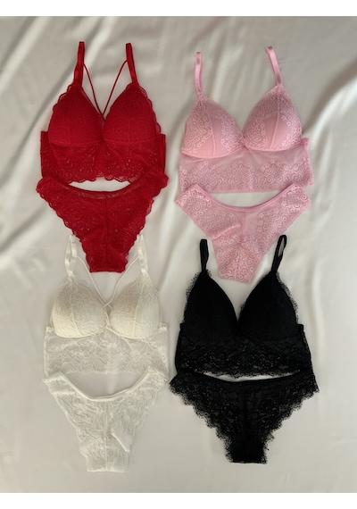 Mh Moony Homewears Dörtlü Premium Pedli Desteksiz Bralet Takımı Paketi Karışık