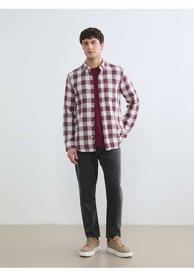 Lcwaıkıkı Classic Bordo Regular Fit Ekose Erkek Gömlek Lcwaıkıkı Classic Bordo Regular Fit Ekose Erkek Gömlek