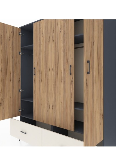 Hyperion Gardrop 6 Raflı 2 Çekmeceli 2 Askılı 176x44x221 Antrasit-çam/aytaşı Çam/aytaşı Hyperion Gardrop 6 Raflı 2 Çekmeceli 2 Askılı 176x44x221 Antrasit-çam/aytaşı Çam/aytaşı