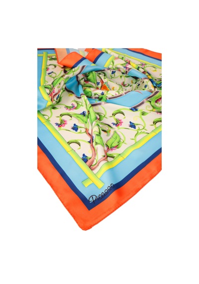 Inno 60x60 Cm Premium Saten Desenli Dikişli Fular Sarı