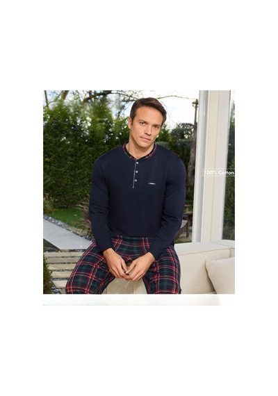 Pijamoni Erkek Standart Kalıp Pamuklu Düğme Yaka Uzun Kol Baharlık Pijama Takımı 6300/6l - 1 Adet Lacivert Pijamoni Erkek Standart Kalıp Pamuklu Düğme Yaka Uzun Kol Baharlık Pijama Takımı 6300/6l - 1 Adet Lacivert