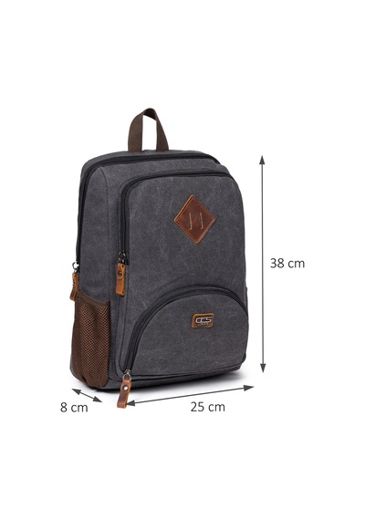 Necati Çanta Unisex 14 İnç Laptop Bölmeli Su Geçirmez Kanvas Sırt Çantası Siyah