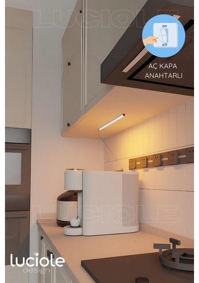 50cm Tak Çalıştır Led Mutfak Tezgah Aydınlatma - Amber - Adaptörlü, Yerli Üretim