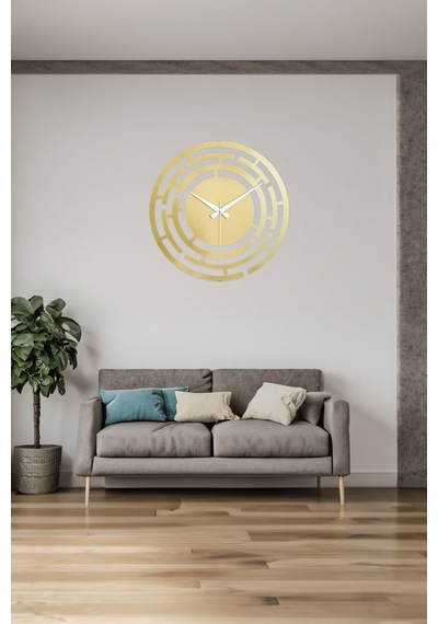 Labirent Model Metal Lazer Kesim Akar Sessiz Mekanizmalı Duvar Saati 40 40 Cm -m003 Gold