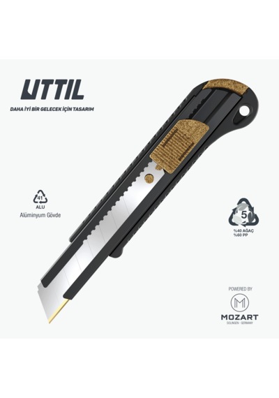 UTTIL Aura Natura Nmuk05-an 18 Mm Metal Maket Bıçağı, %40 Ahşap