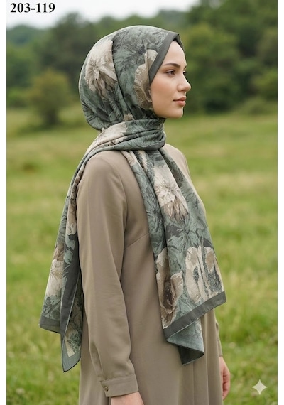 Moonscarfs Moonscarf Bambu Kraş Pamuk Şal Haki 203-119 Çok Renkli