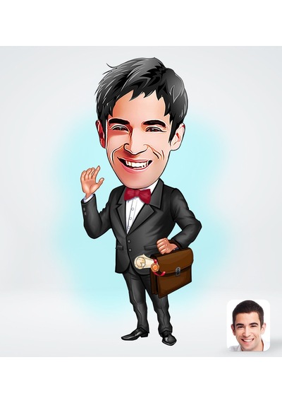 Bk Gift Kişiye Özel Erkek Avukat Karikatürlü Sosyal Medya Dijital Profil Fotoğrafı - Model 5