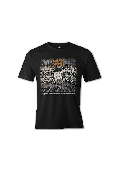 Napalm Death  From Enslavement Baskılı Siyah Erkek Tshirt 001