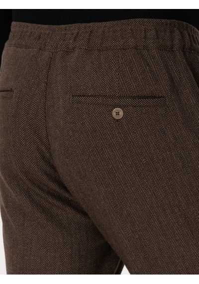 Cacharel Kahverengi Jogger Fit Beli Lastikli Yün Karışımlı Balık Sırtı Kanvas Pantolon Cacharel Kahverengi Jogger Fit Beli Lastikli Yün Karışımlı Balık Sırtı Kanvas Pantolon