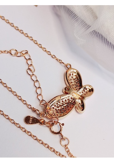 Gümüş Zirkon Taşlı Trend Kelebek Figürlü Gold Kadın Trend Kolye Ö
