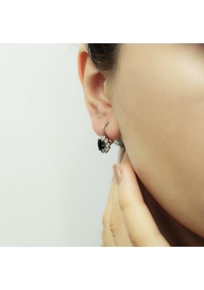 Lova Pırlantalı Oval Safir Anturaj Küpe -  3070016