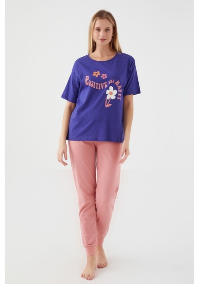 Rolypoly Positive And Happy Mor Kadın Kısa Kol Pijama Takım 5274-33149 Mor