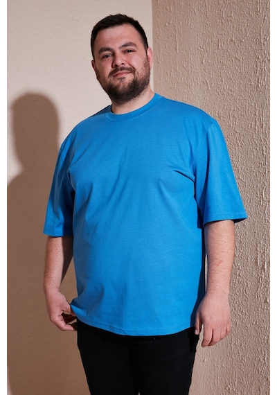 Buratti Pamuklu Regular Fit Büyük Beden Erkek T Shirt 5902365B Mavi