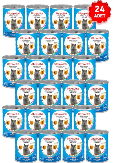 Ultravita Premium Yüksek Proteinli Somonlu Konserve Yetişkin Kedi Maması 24 x 415 G