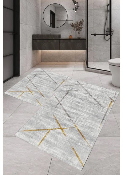 Eliana Home Dijital Baskı 2'li Banyo Paspas Takımı Lna5-fnl349 100x60 Ve 60x50 Cm Gri