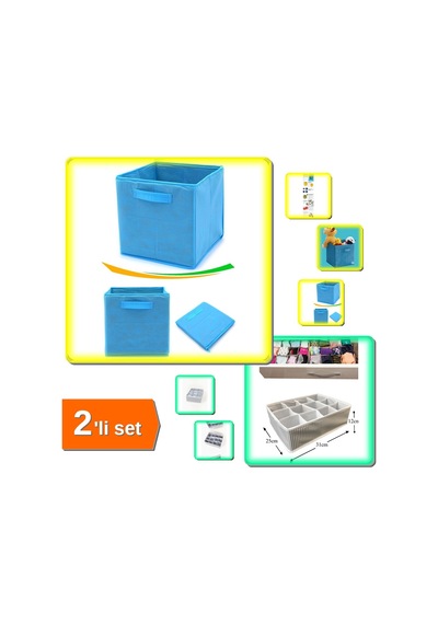 Dolap İçi + Çekmece Düzenleyici Seti 2li - Akıllı Organizer Çözümü Mavn62 Belirtilmemiş