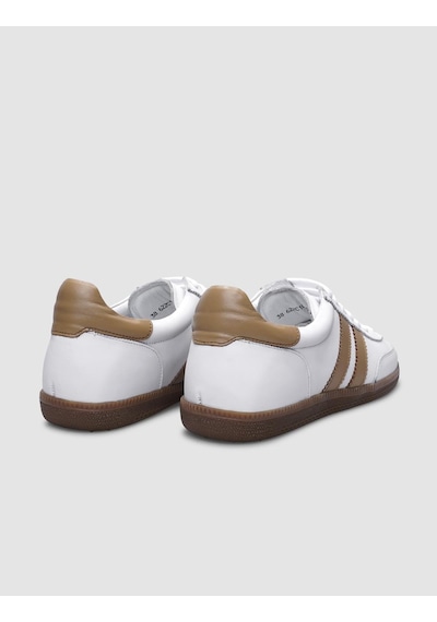 %100 Hakiki Deri Beyaz Bağcıklı Kadın Sneaker Beyaz