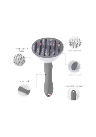 Gri Otomatik Temizlenen Tüy Toplama Tarağı - Ergonomik Ve Cilt Dostu