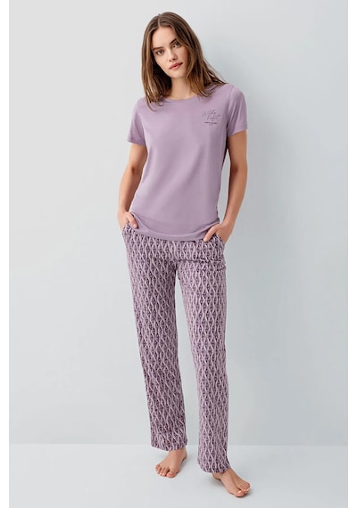 Pierre Cardin 9182 Modal Pamuk Cepli Kısa Kol Kadın Pijama Takımı Lila