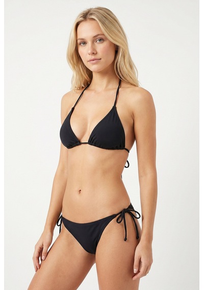 Loya Kadın Siyah Bağlamalı Üçgen Tek Üst Bikini