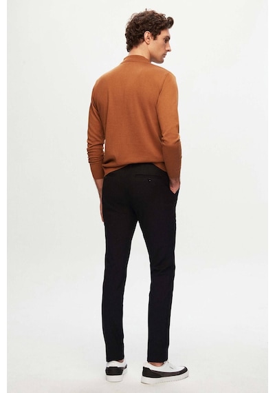 D'S Damat Slim Fit Beli Lastikli Bağcıklı Fermuarlı Likralı Rahat Jogger Pantolon 2HC03ORTJGR01 Siyah