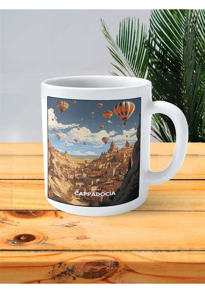 Cappadocia Baskılı Kupa Bardak Kişiye Özel Desen Çok Renkli