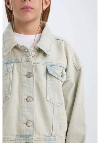 DeFacto Kız Çocuk Jean Ceket D7104A825SPNM39 Mavi