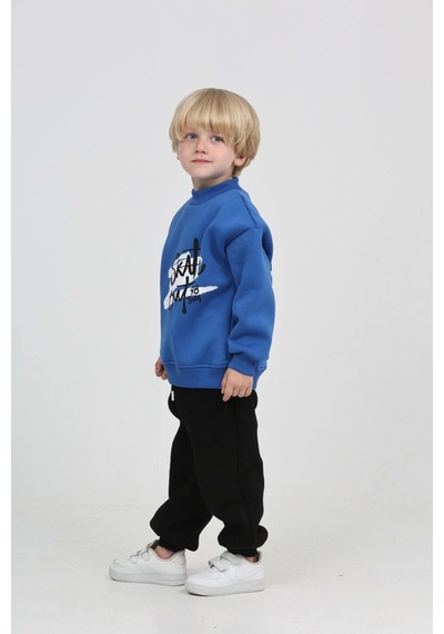 Toontoy Kids Toontoy Erkek Çocuk Skate Arka Baskılı Eşofman Takım Saks Mavisi