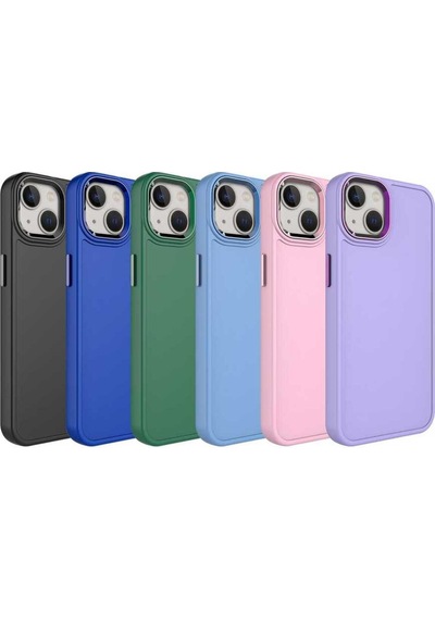 Apple iPhone Uyumlu 14 Plus Metal Çerçeve Ve Buton Tasarımlı Sert Zore Botox Kılıf mavi