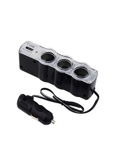 Oto Çakmaklık Çoğaltıcı 3'lü Çakmak Soketi 1 Usb Girişi