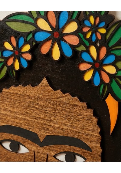 Frida Kahlo Mdf Ahşap Duvar Maskı - Çiçek Taçlı Dekoratif Duvar Sanatı 1