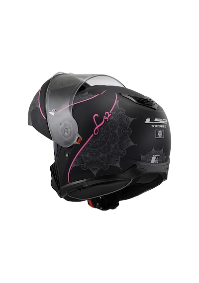 Ls2 Strobe 2 Lux Çene Açılır Motosiklet Kaskı Mat Siyah - Pembe