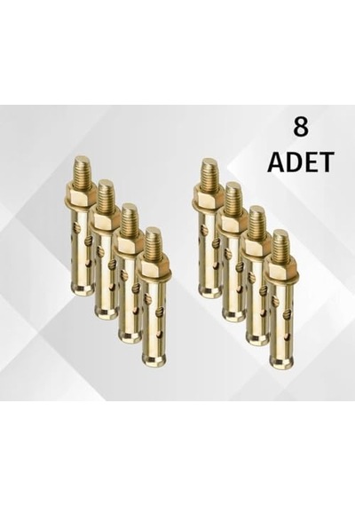 Gömlekli M10 Çelik Dübel Uzunluk 70 Mm 8 Adet Klima, Tv, Raf, Dolap Montaj Güvenli Sabitleme Beyaz