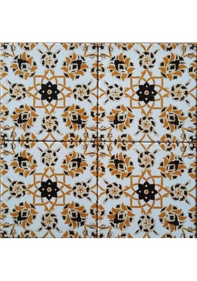 Armada Çini 20x20 Cm Ac 3 B Geometrik Sarı Beyaz Desen Çini Karo