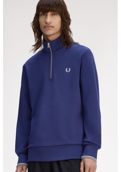 Fred Perry M3574 Half Zip Erkek Sweatshirt Mavi