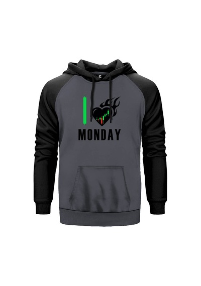 Kripto Para Pazartesi Kırmızı Renk Reglan Kol Sweatshirt