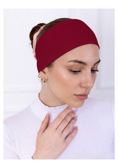 Alivascarf Kaymayan Silikonlu Bandana Bone Siyah - Kadın Tesettür Dikişsiz Kaymaz Geçme - Sportif Saç Bandı Bordo