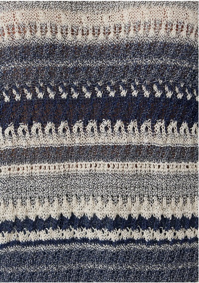 Mavi Çizgili Jakarlı Kazak Loose Fit / Bol Rahat Kesim 1710973-84057 Gri